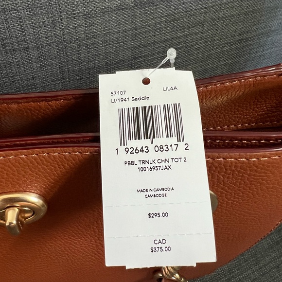 NWT COACH CHAIN TOTE HANDBAG  PURSE 57107 - Picture 7 of 11